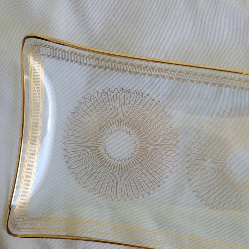 MCM Handmade Flamingo 22k Gold Barzal Crystal Trinket Dish Tray EUC 1960s